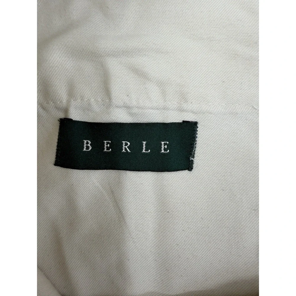 Berle Men's Linen Pants 40R 40x31 Beige Dress Trousers High Waisted Pleated READ